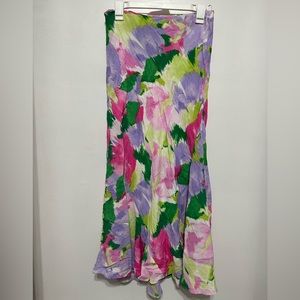 Primark Multicolor Floral Midi Skirt - Pink, Purple, Green, Lime